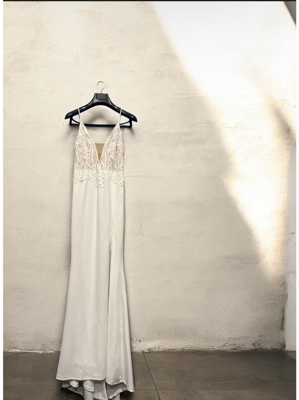 Strapless Ivory Lace-Bodice Maxi Dress - Women's